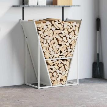 Brennholzregal Weiß 69,5x35x81 cm Kaltgewalzter Stahl