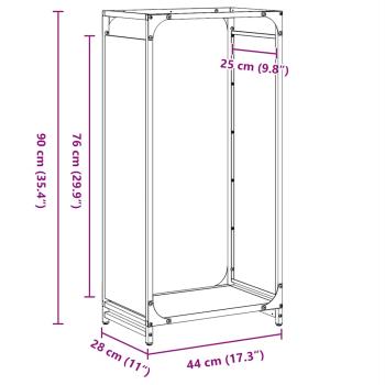 Brennholzregal Anthrazit 44x28x90 cm Kaltgewalzter Stahl
