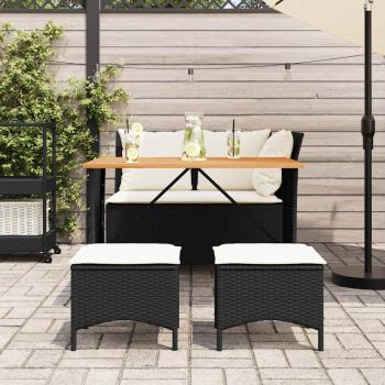 4-tlg. Garten-Essgruppe mit Kissen Schwarz Poly Rattan