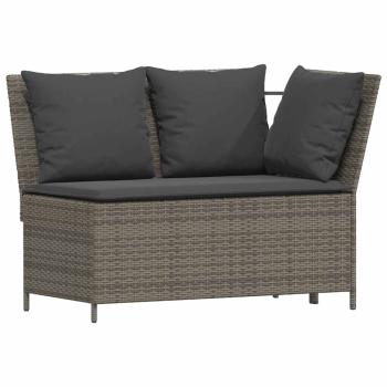 4-tlg. Garten-Essgruppe mit Kissen Grau Poly Rattan