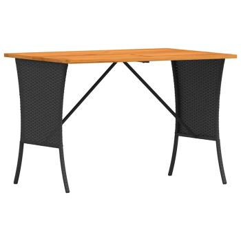 Gartentisch mit Akazienholzplatte 105x75x72 cm Poly Rattan