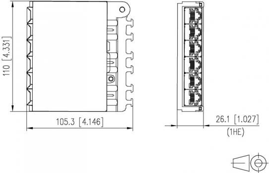 Metz Connect E-DAT C6A 6 Port Modul für 1 HE Einsatz (860018-11C-E)