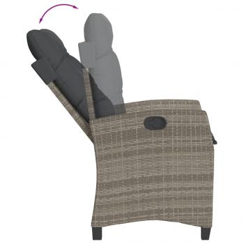7-tlg. Garten-Essgruppe mit Kissen Grau Poly Rattan