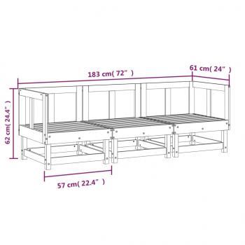 3-tlg. Garten-Lounge-Set Massivholz Kiefer