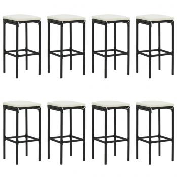 9-tlg. Gartenbar-Set mit Kissen Schwarz Poly Rattan