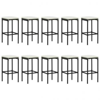 11-tlg. Gartenbar-Set mit Kissen Schwarz Poly Rattan