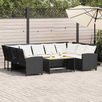 ARDEBO.de - Gartensofa mit Kissen Schwarz Poly Rattan