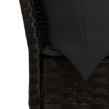 3-tlg. Garten-Sofagarnitur mit Kissen Schwarz Poly Rattan