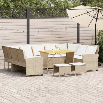 ARDEBO.de - 4-tlg. Garten-Sofagarnitur mit Kissen Beige Poly Rattan