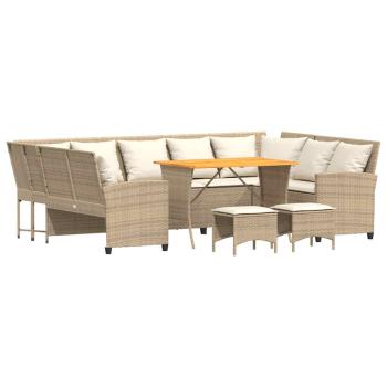 4-tlg. Garten-Sofagarnitur mit Kissen Beige Poly Rattan