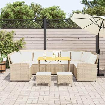 4-tlg. Garten-Sofagarnitur mit Kissen Beige Poly Rattan
