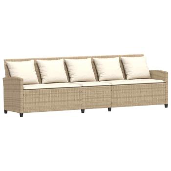 4-tlg. Garten-Sofagarnitur mit Kissen Beige Poly Rattan