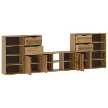 5-tlg. Wohnwand mit Stauraum ODDA Massivholz Kiefer