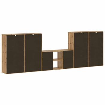 5-tlg. Wohnwand mit Stauraum ODDA Massivholz Kiefer