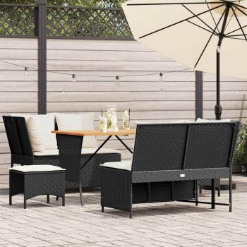 ARDEBO.de - 5-tlg. Garten-Sofagarnitur mit Kissen Schwarz Poly Rattan