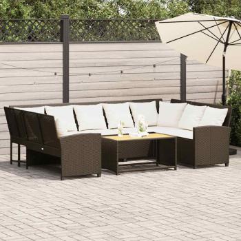 ARDEBO.de - Gartensofa mit Kissen Braun Poly Rattan