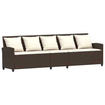 Gartensofa mit Kissen Braun Poly Rattan