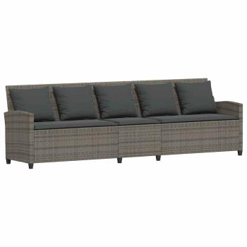 4-tlg. Garten-Sofagarnitur mit Kissen L-Form Grau Poly Rattan