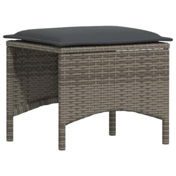4-tlg. Garten-Sofagarnitur mit Kissen L-Form Grau Poly Rattan