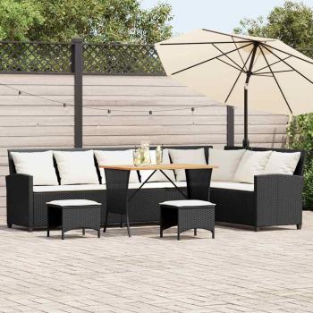 ARDEBO.de - 4tlg. Garten-Sofagarnitur mit Kissen L-Form Schwarz Poly Rattan