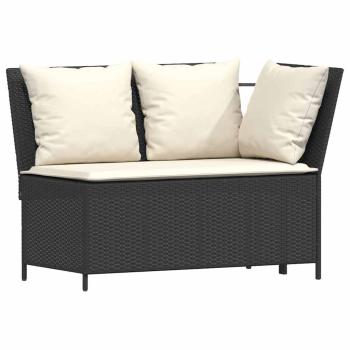 4tlg. Garten-Sofagarnitur mit Kissen L-Form Schwarz Poly Rattan