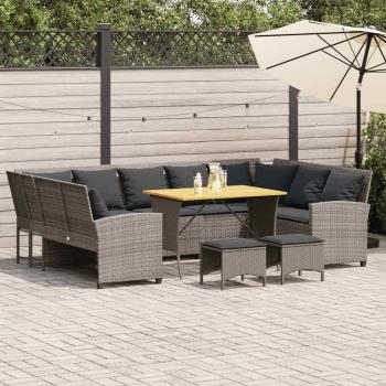 ARDEBO.de - 4-tlg. Garten-Sofagarnitur mit Kissen Grau Poly Rattan