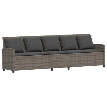 4-tlg. Garten-Sofagarnitur mit Kissen Grau Poly Rattan