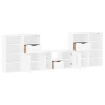 5-tlg. Wohnwand mit Stauraum ODDA Weiß Massivholz Kiefer