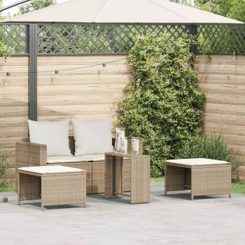 ARDEBO.de - 5-tlg. Garten-Sofagarnitur Kissen Stapelbar Beige Poly Rattan