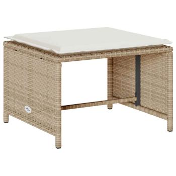 5-tlg. Garten-Sofagarnitur Kissen Stapelbar Beige Poly Rattan