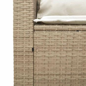 5-tlg. Garten-Sofagarnitur Kissen Stapelbar Beige Poly Rattan