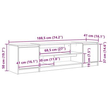 TV-Schrank Betongrau 188,5x41x50 cm Holzwerkstoff