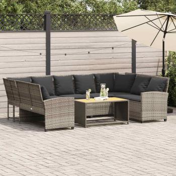ARDEBO.de - Gartensofa mit Kissen Hellgrau Poly Rattan