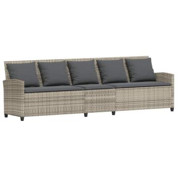 Gartensofa mit Kissen Hellgrau Poly Rattan