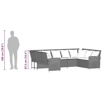 Gartensofa mit Kissen Hellgrau Poly Rattan