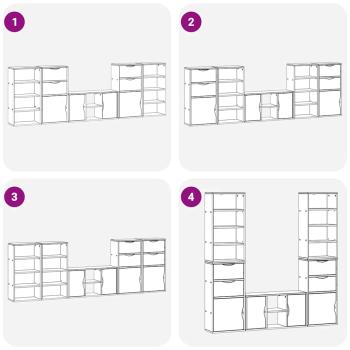 5-tlg. Wohnwand mit Stauraum ODDA Weiß Massivholz Kiefer
