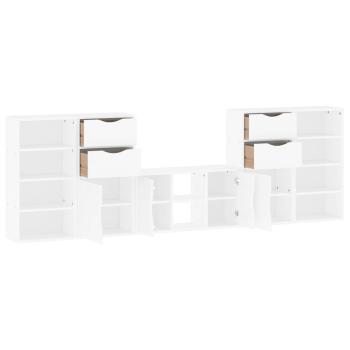 5-tlg. Wohnwand mit Stauraum ODDA Weiß Massivholz Kiefer