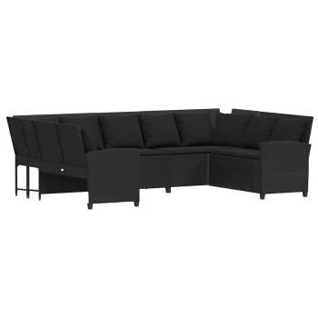 Gartensofa mit Kissen Schwarz Poly Rattan