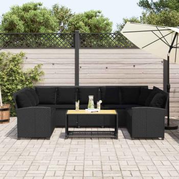 Gartensofa mit Kissen Schwarz Poly Rattan