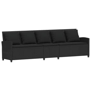 Gartensofa mit Kissen Schwarz Poly Rattan