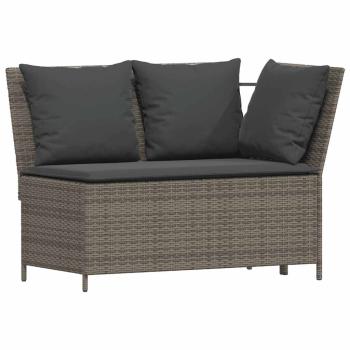 3-tlg. Garten-Sofagarnitur mit Kissen Grau Poly Rattan