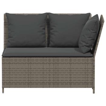3-tlg. Garten-Sofagarnitur mit Kissen Grau Poly Rattan