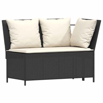 3-tlg. Garten-Sofagarnitur mit Kissen Schwarz Poly Rattan