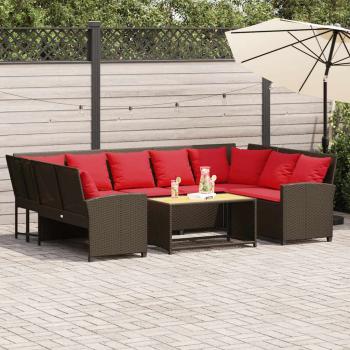 ARDEBO.de - Gartensofa mit Kissen Braun Poly Rattan