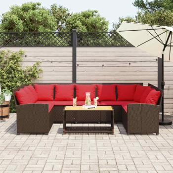 Gartensofa mit Kissen Braun Poly Rattan
