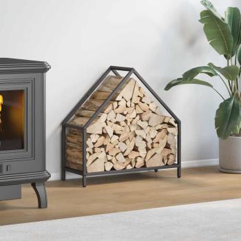 ARDEBO.de - Brennholzregal Schwarz 60x25x60 cm Kaltgewalzter Stahl