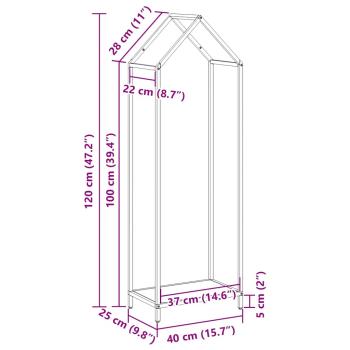 Brennholzregal Anthrazit 40x25x120 cm Kaltgewalzter Stahl