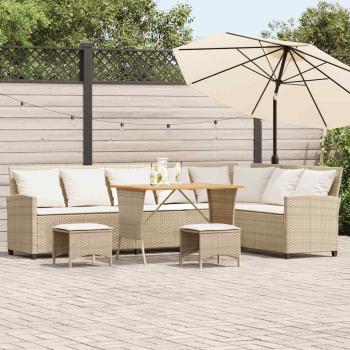 ARDEBO.de - 4-tlg. Garten-Sofagarnitur mit Kissen L-Form Beige Poly Rattan