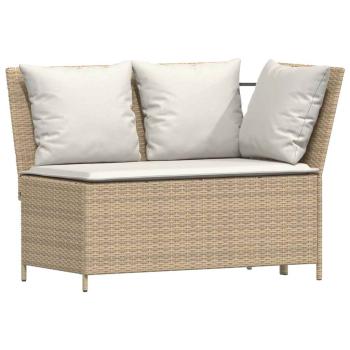 4-tlg. Garten-Sofagarnitur mit Kissen L-Form Beige Poly Rattan