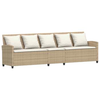 4-tlg. Garten-Sofagarnitur mit Kissen L-Form Beige Poly Rattan